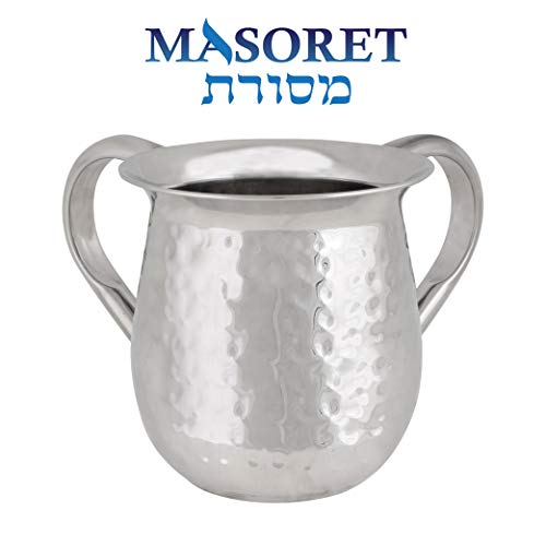 UNBREAKABLE WASHING CUP: Stainless Steel Netilat Yadayim Cup 5-Inch Tall Elegantly Brushed 2-Handle Wide-Mouth Ritual Cleaning Water Vessel - color: Set 30