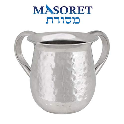 UNBREAKABLE WASHING CUP: Stainless Steel Netilat Yadayim Cup 5-Inch Tall Elegantly Brushed 2-Handle Wide-Mouth Ritual Cleaning Water Vessel - color: Set 30