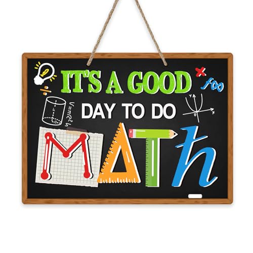 It's A Good Day to Do Math Front Door Sign, Blackboard Pencil Ruler - color: Math