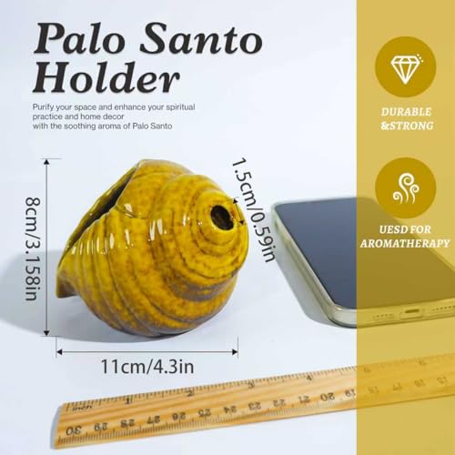 MOUGIGI Yellow Ceramic Conch Palo Santo Holder Mini Chimney Incense Burner - color: Yellow