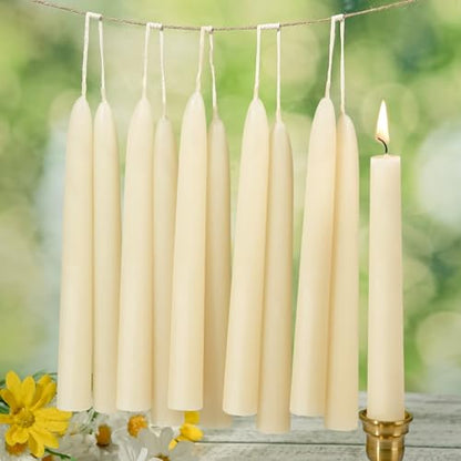 White Beeswax Taper Candles,10 Inch,12 Pack, Non-Toxic, Up to 8 Hours - color: White, size: 8in-8pcs
