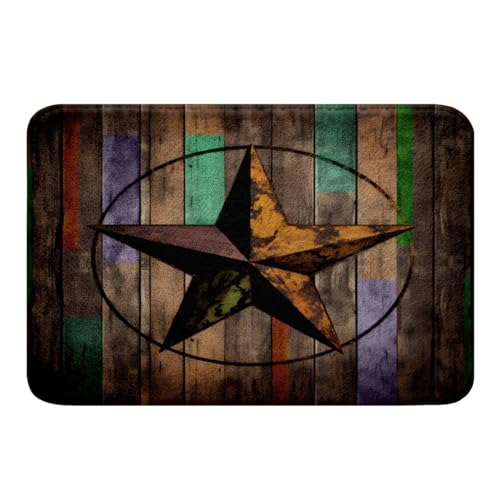 Feelyou Wooden Print Star Rugs Bathroom 16" x24 Non Slip - color: Multi 33, size: 16"x24"