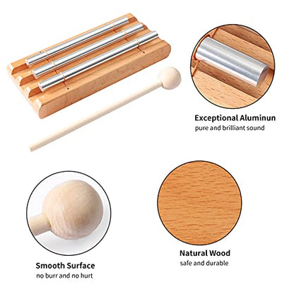 Energy Chimes Hand Bells Instrument: 3 Tone Wooden Chime Hand Percussion - color: Tone 3