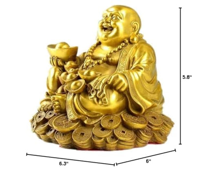 SMRTHMRT Feng Shui Decor Laughing Buddha Statue Maitreya Figurine Carrying Money Bag Happy Buddha for God Luck Brass Sculptures Home Decorations (Large) - size: Large