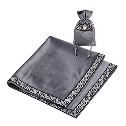 BLESSUME Wicca Square Altar Tarot Table Cloth for Reading with Card Pouch 24.4 * 24.4 inch (Gray 1) - color: Gray 1