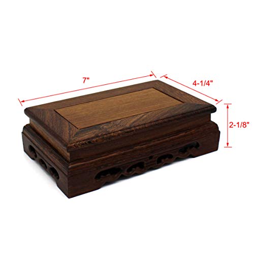 CVHOMEDECO. Primitives Rustic Rosewood Rectangle Display Stand Vase Pot Base Fishbowl Pedestal Stand. (6-1/2 Inch) - size: 6-1/2"L