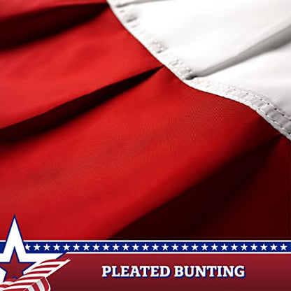 G128-10 Pack: USA Pleated Fan Flag 1.5x3FT Star Center Embroidered Polyester Stars and Stripes - color: Star Center Fan Flag 1.5x3 FT Emb 10PK