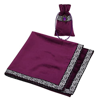 BLESSUME Wicca Square Altar Tarot Table Cloth for Reading with Card Pouch 24.4 * 24.4 inch (Purple 1) - color: Purple 1