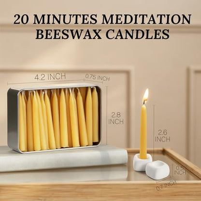 Meditation Beeswax Candles 90Pcs, 20 Minute Mini Candles Set, 2.6 Inch Small Bees Wax Taper Candles - Smokeless, Dripless and Non-Toxic for Home, Women Gifts, Yoga-Yellow - color: Raw, size: 90