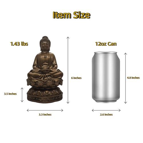 Resin Shakyamuni Buddha Statue 6" (Bronze Color) - color: 6" Bronze