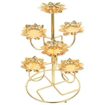 COHEALI Lotus Candle Holder Set Metal Butter Lamp Base for Buddhist Altar Temple Candle Holder Decorative Candleholder for Home D Cor 2-Pack 11.81 X 5.90 X 9.64 in