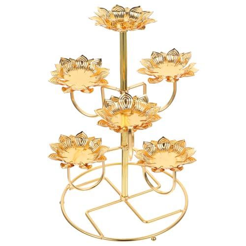 COHEALI Lotus Candle Holder Set Metal Butter Lamp Base for Buddhist Altar Temple Candle Holder Decorative Candleholder for Home D Cor 2-Pack 11.81 X 5.90 X 9.64 in