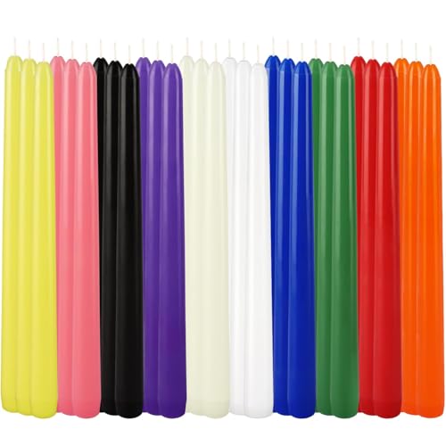 30-Pack 10-Color Taper Candles - 10 Inch Dripless & 10-Hour Burn｜Wedding/Birthday/Home Decor with Premium Wax - color: 10"30pcs-10 colors