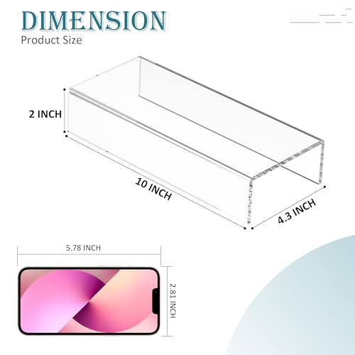 Acrylic Shelf Riser 10x4.3x2 pack of 2, Clear Display Shelf 10” for Figure, Cosmetics, Bags, Shoes, Toys, Collectibles, 10x4.3x2 Inch - size: 10x4.3x2 Inch