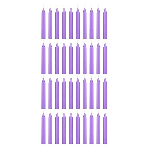 Mega Candles Unscented Mini Taper Chime Spell Candles 40 Count 4" x 1/2" - color: Lavender, size: 40 Pieces