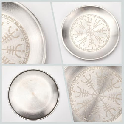 CREATCABIN Twelve Constellations Altar Plate Jewelry Dish Ritual Flat Bowl Round Silvery Tray Offering Bowl Dish Ring Trinket Holder for Jewelry Meditation Incense Stick Dowsing 5.55Inch - style: Twelve Constellations