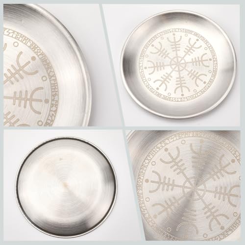 CREATCABIN Twelve Constellations Altar Plate Jewelry Dish Ritual Flat Bowl Round Silvery Tray Offering Bowl Dish Ring Trinket Holder for Jewelry Meditation Incense Stick Dowsing 5.55Inch - style: Twelve Constellations