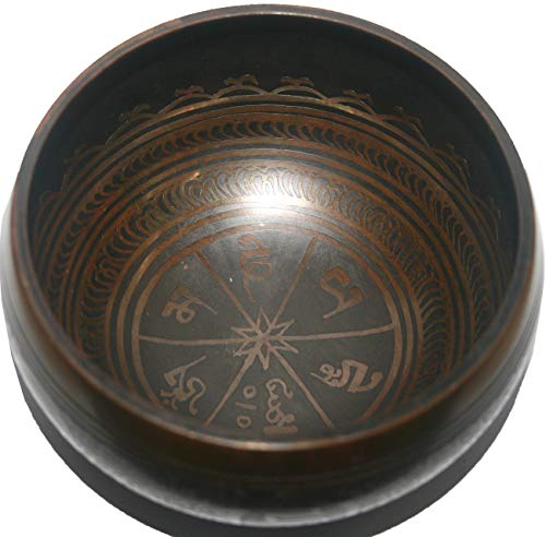 Agan Traders Handmade Tibetan Singing Bowl Set – B Note Crown Chakra Meditation Bowl with Wooden Mallet & Silk Cushion, Sound Healing Bowls for Yoga, Sound Bath, Spiritual Decor – Nepal 5128 SB - color: 5128