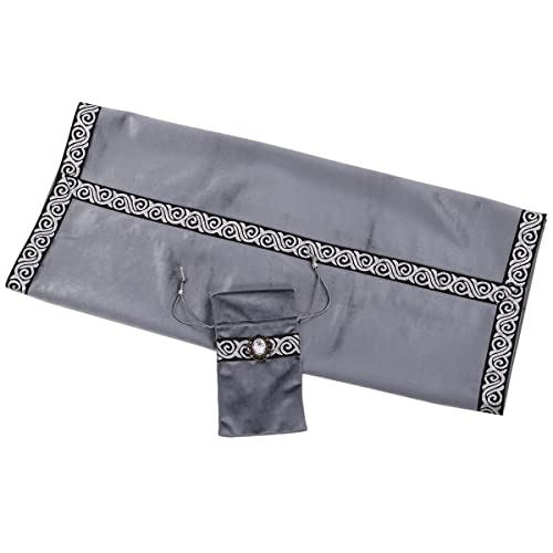 BLESSUME Wicca Square Altar Tarot Table Cloth for Reading with Card Pouch 24.4 * 24.4 inch (Gray 1) - color: Gray 1