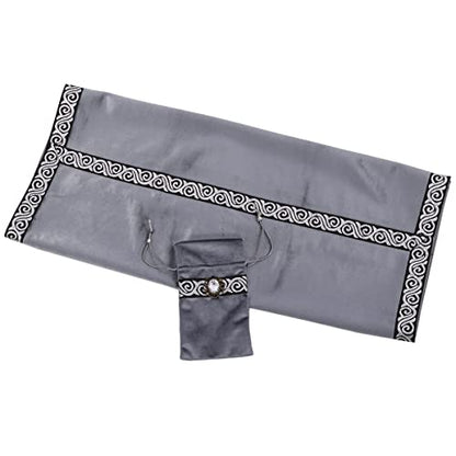 BLESSUME Wicca Square Altar Tarot Table Cloth for Reading with Card Pouch 24.4 * 24.4 inch (Gray 1) - color: Gray 1