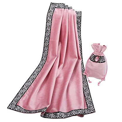 BLESSUME Wicca Square Altar Tarot Table Cloth for Reading with Card Pouch 24.4 * 24.4 inch (Pink1) - color: Pink1