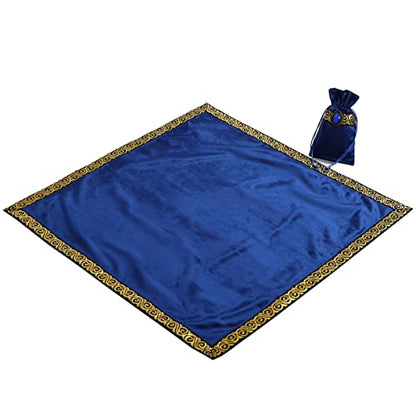 BLESSUME Wicca Square Altar Tarot Table Cloth for Reading with Card Pouch 24.4 * 24.4 inch (Blue 2) - color: Blue 2