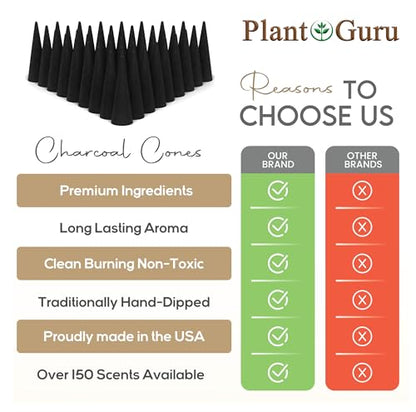 Japanese Cherry Blossom Charcoal Incense Cones 2" TOPFLOW - 60 Pack - Natural Scented Cones Handmade Hand Dipped