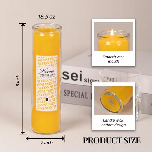 KONNI Pillar Candles in Glass Set of 3, 2x8 Inch Yellow Candle - color: Yellow
