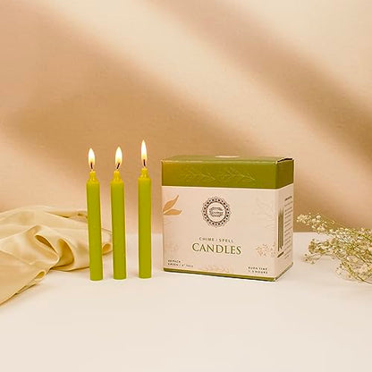 Raajsee Unscented Mini Taper Candles (Green) – 4 Inch Height × 0.5 Inch Diameter | Smokeless & Dripless | Paraffin Wax with Cotton Wicks | Long Burning (Pack of 20) - color: Green, size: 4 Inch - Pack of 40