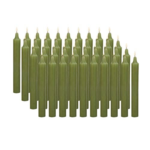 Raajsee Unscented Mini Taper Candles (Green) – 4 Inch Height × 0.5 Inch Diameter | Smokeless & Dripless | Paraffin Wax with Cotton Wicks | Long Burning (Pack of 20) - color: Green, size: 4 Inch - Pack of 40