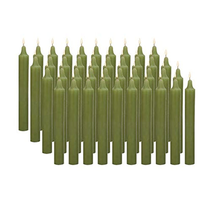 Raajsee Unscented Mini Taper Candles (Green) – 4 Inch Height × 0.5 Inch Diameter | Smokeless & Dripless | Paraffin Wax with Cotton Wicks | Long Burning (Pack of 20) - color: Green, size: 4 Inch - Pack of 40