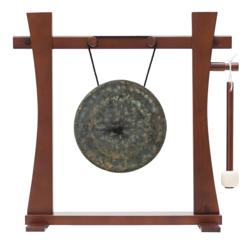 8" to 10" Chinese Gongs on the Tabletop Spirit Guide Gong Stand - Includes Gong, Stand, & Mallet/Great for Home & Office/Traditional Style - size: 8" Mother Tesla Gong