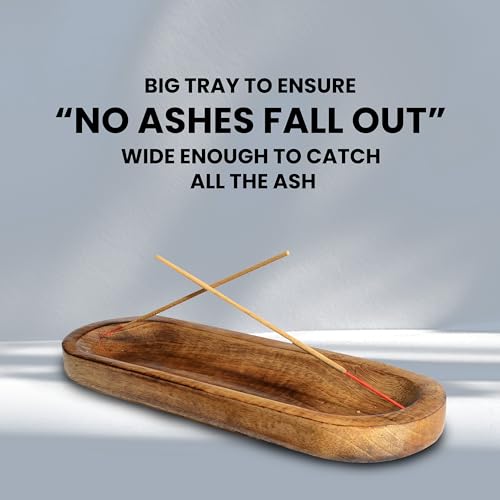 Incense Holder-Incense Burner/Ash Catcher-Handmade Wooden Insence Tray Home Decor 11x4x1.2 Inches - style: PLAIN BROWN