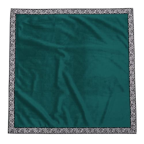 BLESSUME Wicca Square Altar Tarot Table Cloth for Reading with Card Pouch 24.4 * 24.4 inch (Green 1) - color: Green 1
