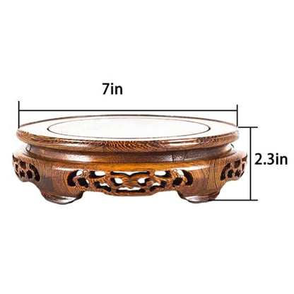 Chinese Carving Base Handmade Rosewood Solid Wood Pedesta - size: 6.6" L X 2.3" H
