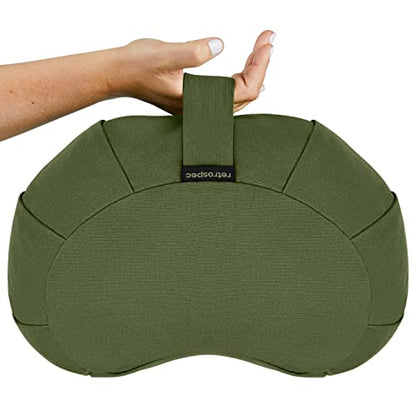 Retrospec Sedona Zafu Meditation Cushion with Buckwheat Hull Fill - Adjustable Yoga & Pilates Equipment Support - 17in Crescent Cotton Cover (Pack of 4) - color: Basil, size: 1 Count (Pack of 4)