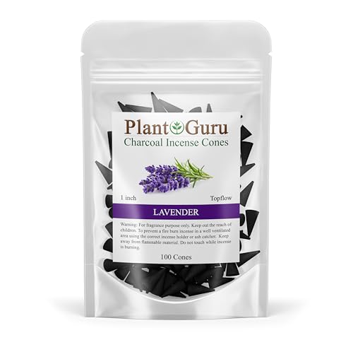 Lavender Charcoal Incense Cones 1" TOPFLOW - 100 Pack Bulk - Natural Scented Cones Handmade Hand Dipped