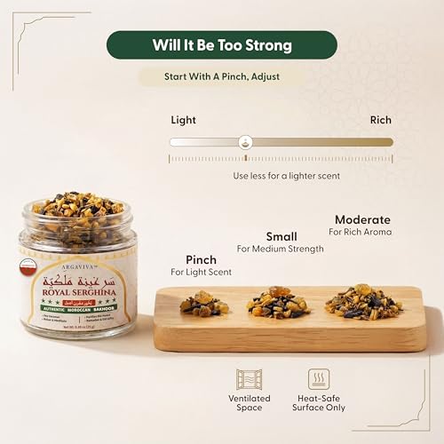 Moroccan Serghina Bakhoor Incense and Oud Incense with Oud Wood Resin from Fez Arabic Natural Home Fragrance Calming Aroma Charcoal Or Burner Use 0.88 Oz