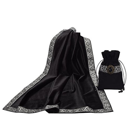 BLESSUME Altar Tarot Table Cloth for Reading with Pouch Black - color: Black
