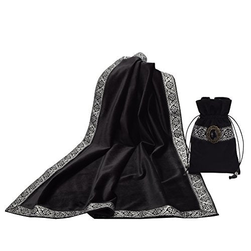 BLESSUME Altar Tarot Table Cloth for Reading with Pouch Black - color: Black