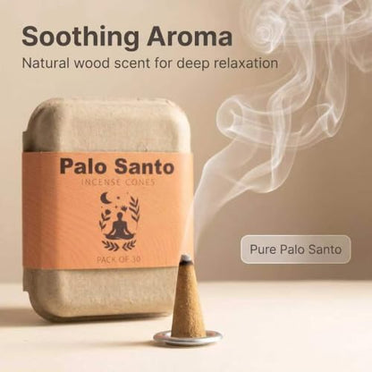 Palo Santo Incense Cones 30 Count, Include 2 Metal Dishes