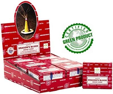 Satya Nag Champa Incense Cones for Meditation and Yoga, 48 Pieces, 4 Packs (Incense Dhoop Cones, Dragons Blood)
