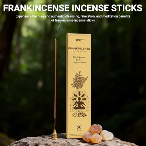 Frankincense Incense Sticks (50 Sticks), 100% Natural sustainably harvested Frankincense Resin, Suitable for Yoga, Meditation, Relaxation, and Spiritual Purification - color: Frankincense