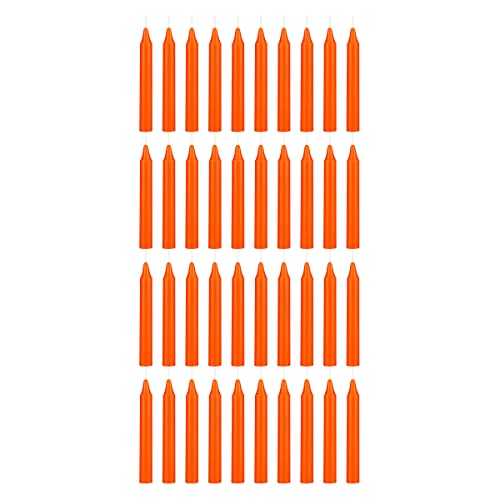 Mega Candles Mini Taper Chime Spell Candle 40 Count 4" x 1/2" Orange - color: Orange, size: 40 Pieces