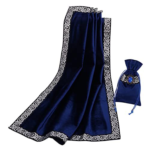 BLESSUME Wicca Square Altar Tarot Table Cloth for Reading with Card Pouch 24.4 * 24.4 inch (Blue 1) - color: Blue 1