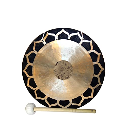 Arborea 18" Lotus Wind Gong with Gong Mallet and Hanging String Authentic Chinese Wind Gong Beautiful Wash Calming Sound Gong Percussion Instruments - color: Lotus Wind Gong, size: 18"