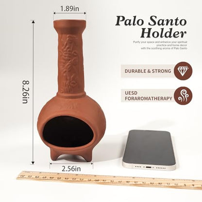 MOUGIGI Handmade Terracotta Palo Santo Holder, Mini Chiminea Incense Dish - color: Terracotta -Dragonfly Palo Santo Holder