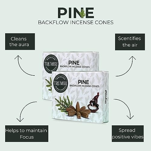 Pine Backflow Incense Cones - Dual Pack of 10 Cones - Waterfall Effect - color: Pine, size: Pack of 2 (20 Cones)