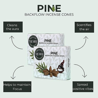 Pine Backflow Incense Cones - Dual Pack of 10 Cones - Waterfall Effect - color: Pine, size: Pack of 2 (20 Cones)