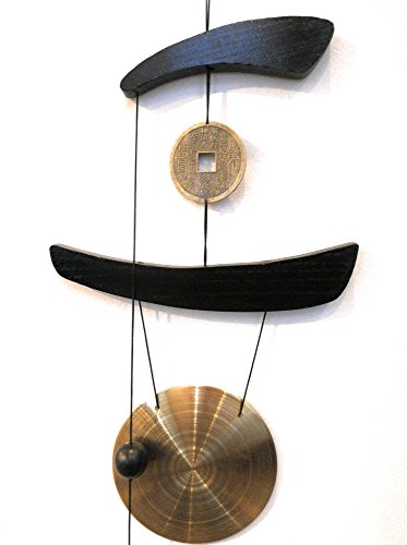 Feng Shui Brass Gong Wind Chime for Patio, Garden, Terrace, Balcony Or Any Room - Beautiful Decor Piece